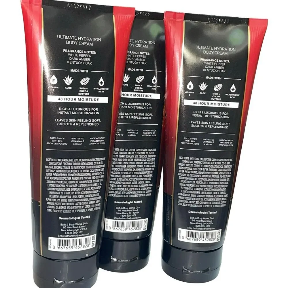 Lot of 3 Bath Body Works Bourbon Ultimate Hydration Body Cream Men 8oz BBW New